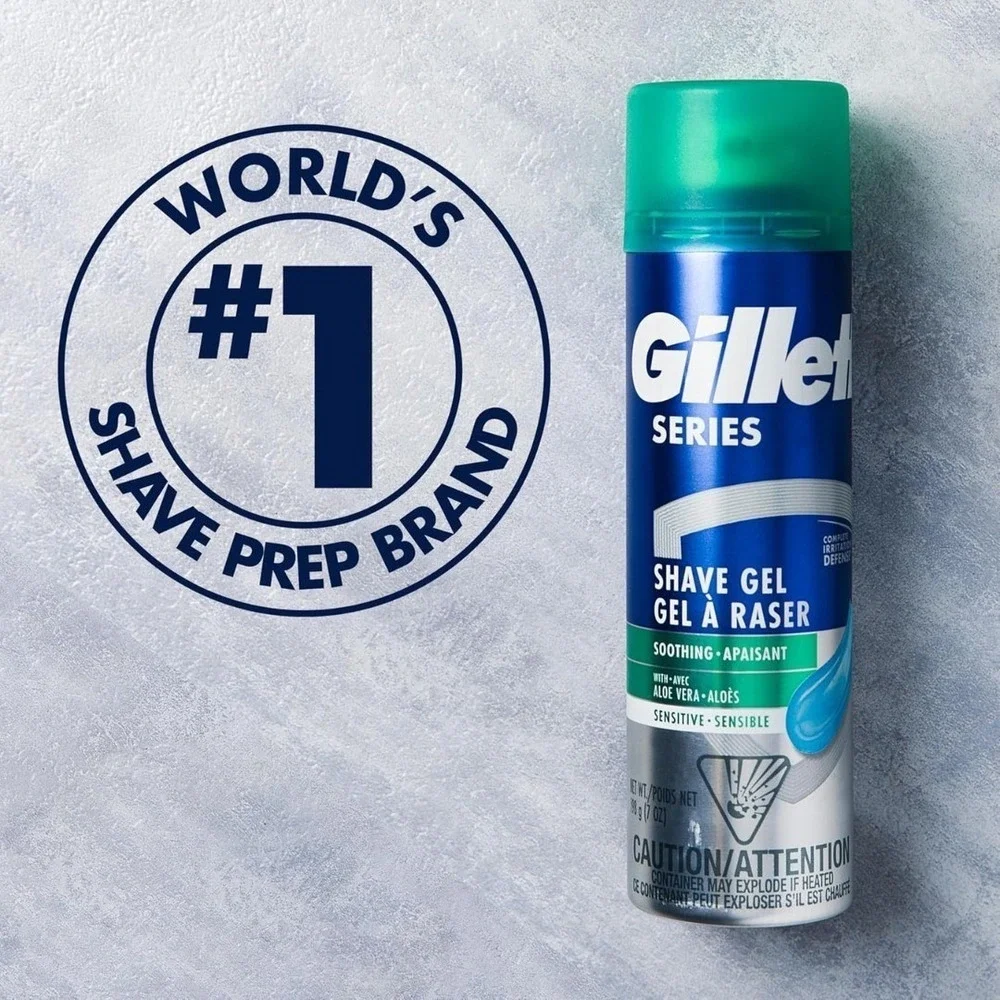 6 PACK Gillette Series Sensitive Shave Gel 7oz‎ – Aloe Vera Soothing Formula